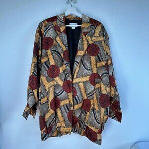 Vintage Via Ripatti Designs California Womens Abstract Pattern Blazer Jacket Red